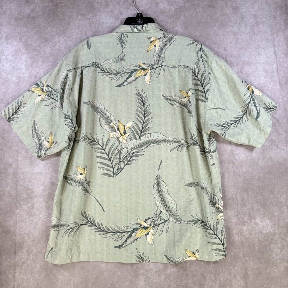 Tommy Bahama Camp Shirt Mens XL Green Silk Button Up Hawaiian Tropical Floral - Picture 2 of 7